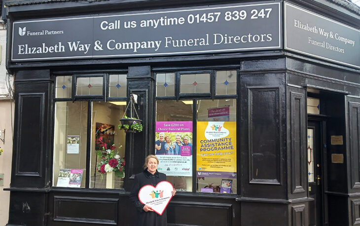 Front of Elizabeth Way & Co Funeral Directors showing black signage