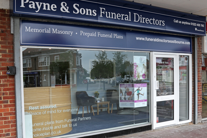 Front of Payne & Sons Funeral Directors in Hampden Park