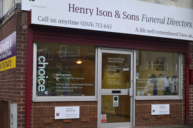 Front of Henry Ison & Sons Funeral Directors on Allesley Old Road in Coventry