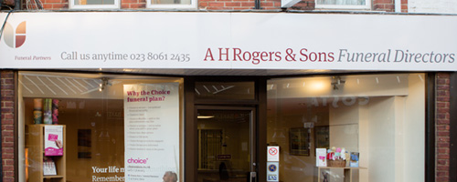 Front of A H Rogers & Sons Funeral Directors in Eastleigh