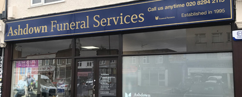 Front of Ashdown Funeral Services in Sidcup