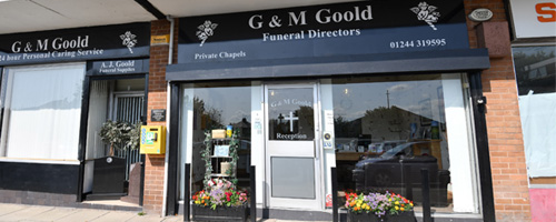 Front of G & M Goold Funeral Directors in Chester