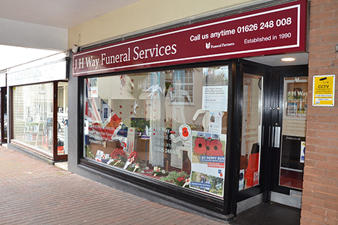 Front of J H Way Funeral Services in Teignmouth
