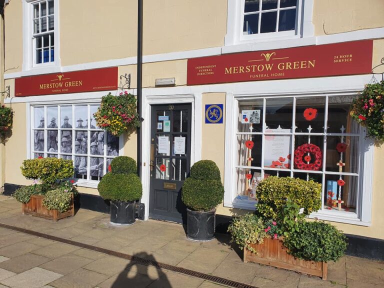 Front of Merstow Green Funeral Home in Evesham