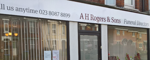Front of A H Rogers & Sons Funeral Directors in Shirley