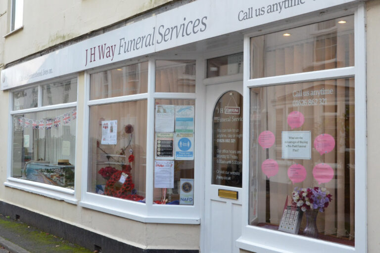 Front of J H Way Funeral Services in Dawlish