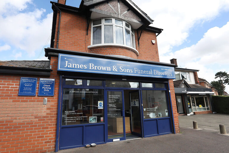 Front of James Brown & Sons Funeral Directors in Belfast, on Knockbreda Road