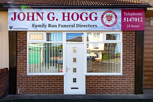 Front of John G Hogg Funeral Directors in Hendon