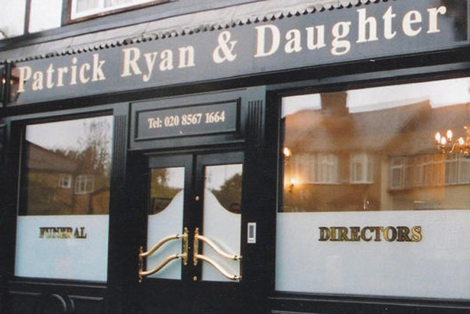 Front of Patrick Ryan & Daughter Funeral Directors in Greenford