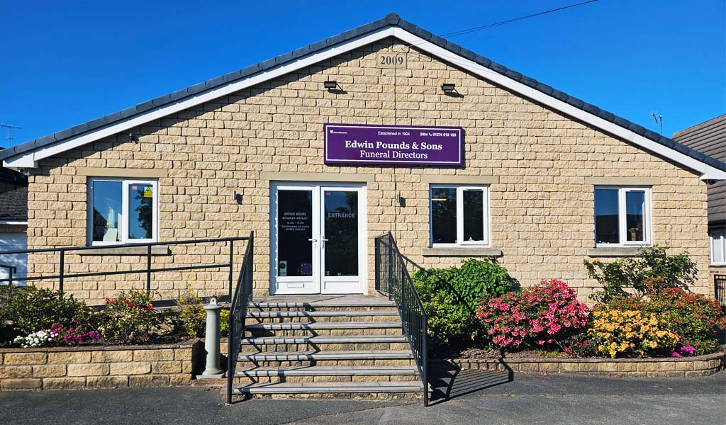 The outside of Edwin Pounds & Sons Funeral Directors Bradford branch.